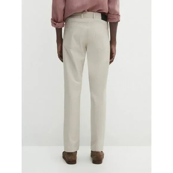 Massimo Dutti Men Denim Pants EU 46 US 36 Beige Slim Fit Trousers 0042/064 NWT